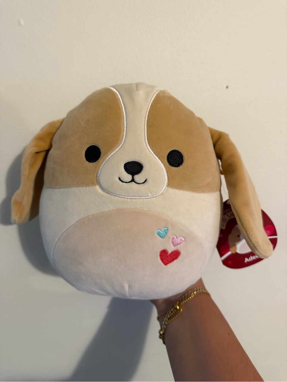 Squishmallows Adela Dog 8” Valentine’s Plush NWT Hearts Original Tag - Picture 1 of 4
